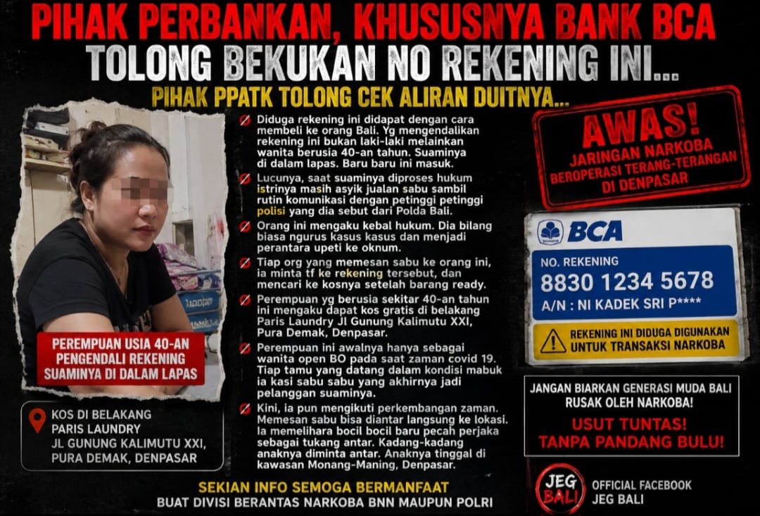 DIDUGA DIKENDALIKAN DARI BALIK LAPAS, JARINGAN NARKOBA DI DENPASAR DISOROT: AKUN JEG BALI BONGKAR DUGAAN ALIRAN REKENING HINGGA KETERLIBATAN OKNUM