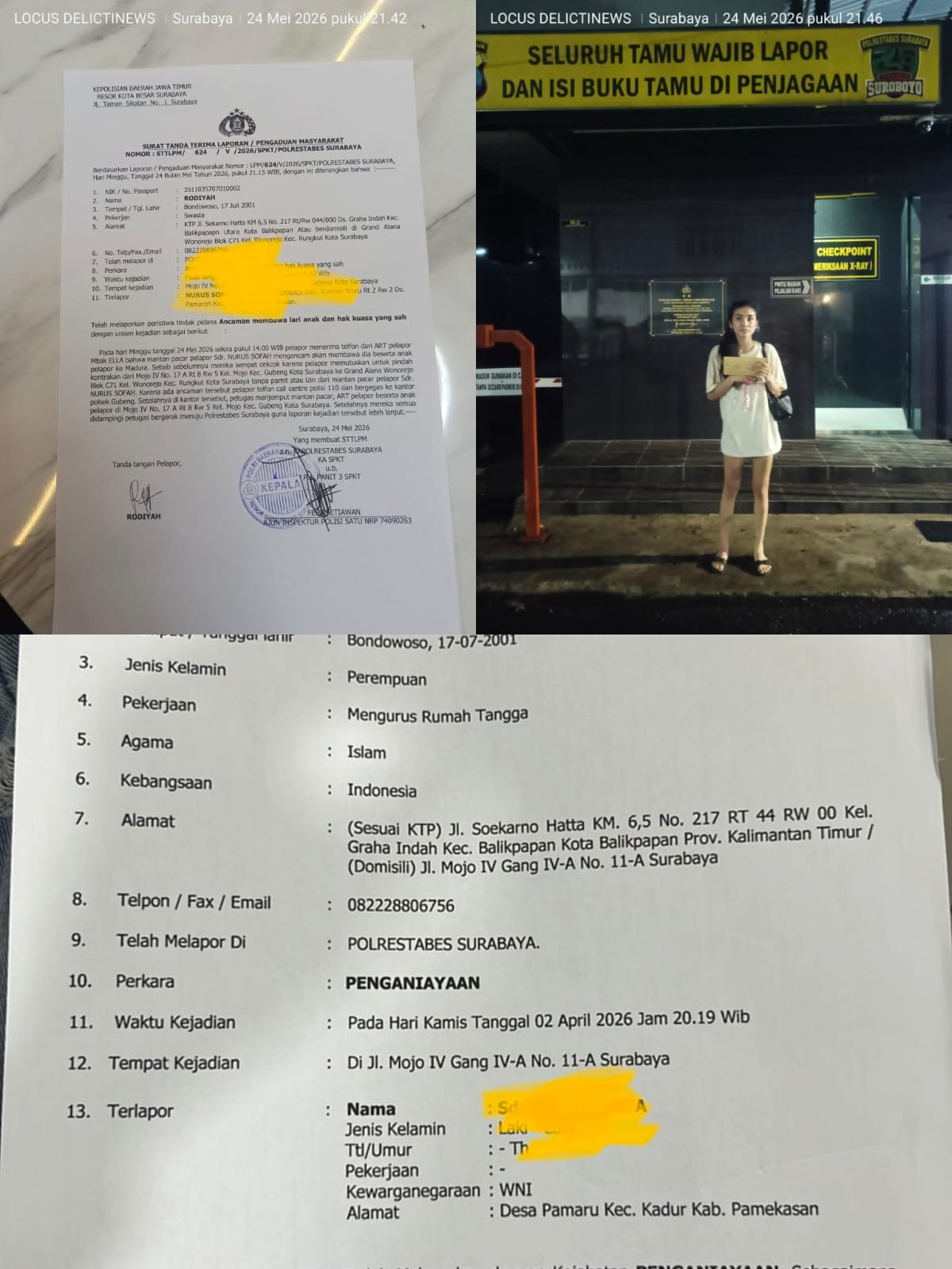 Lapor Penganiayaan dan Ancaman Bawa Anak, Warga Bondowoso Minta Polrestabes Surabaya Bertindak Cepat