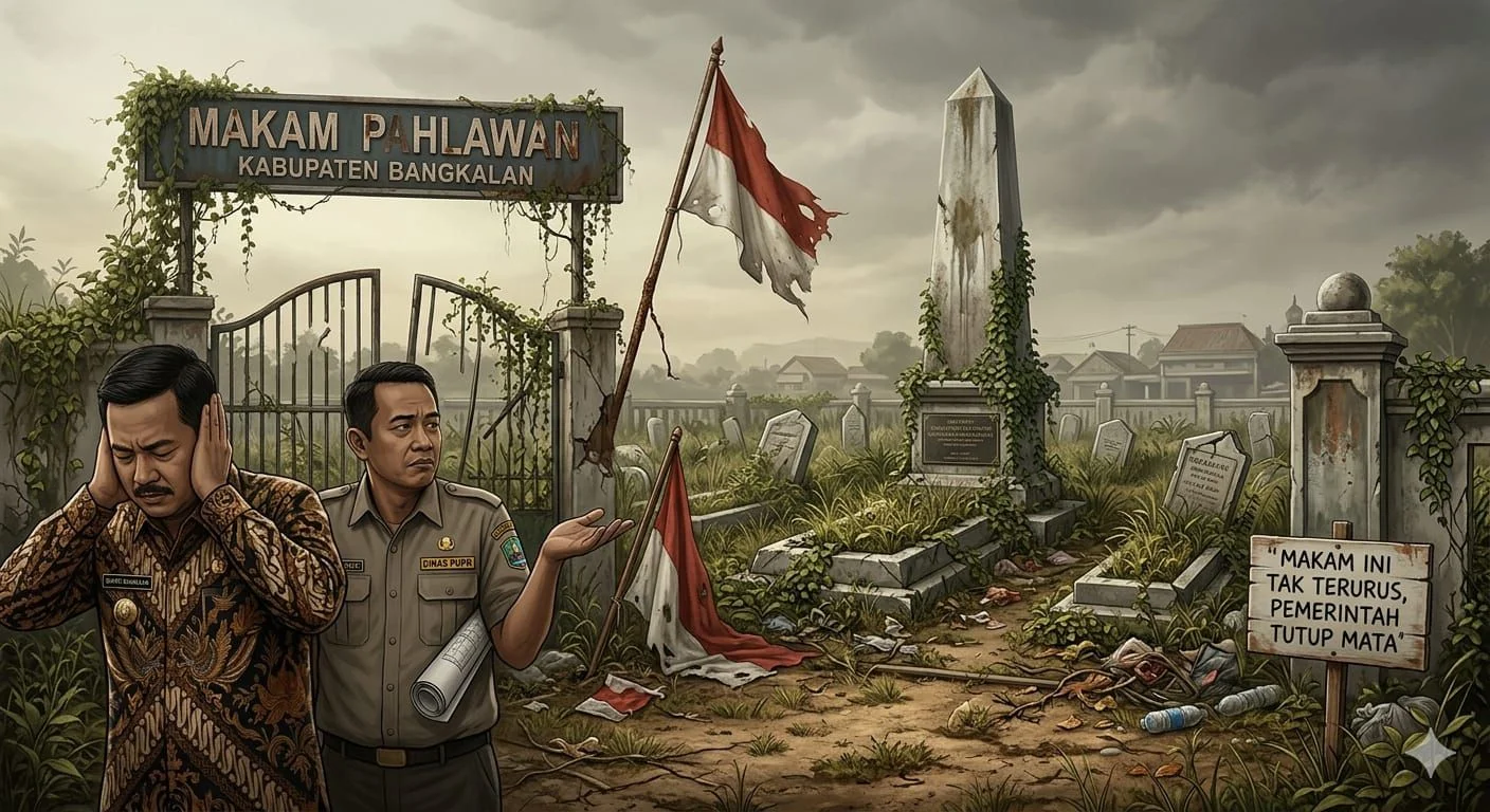 ALIANSI MADURA INDONESIA KECAM SIKAP CUEK BUPATI DAN DINAS PUPR BANGKALAN: MAKAM PAHLAWAN KOTOR DAN TELANTAR DI TENGAH KOTA