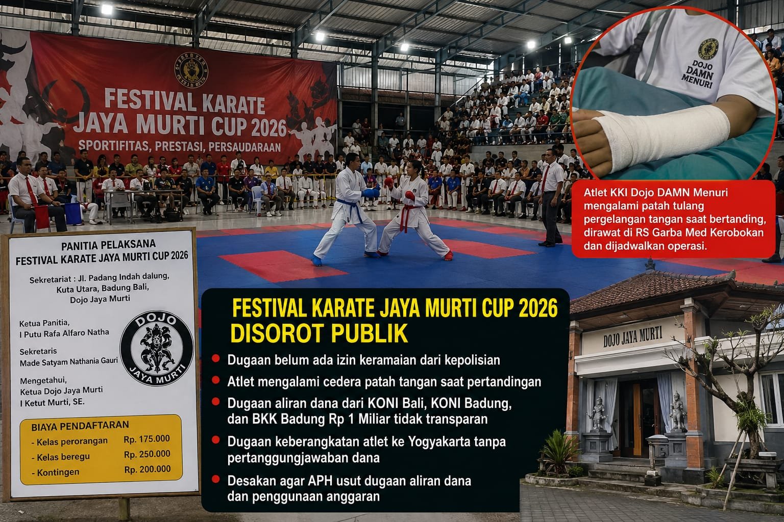 Festival Karate Jaya Murti Cup 2026 Disorot: Dugaan Cedera Atlet, Legalitas Kegiatan, hingga Pengelolaan Dana Jadi Pertanyaan