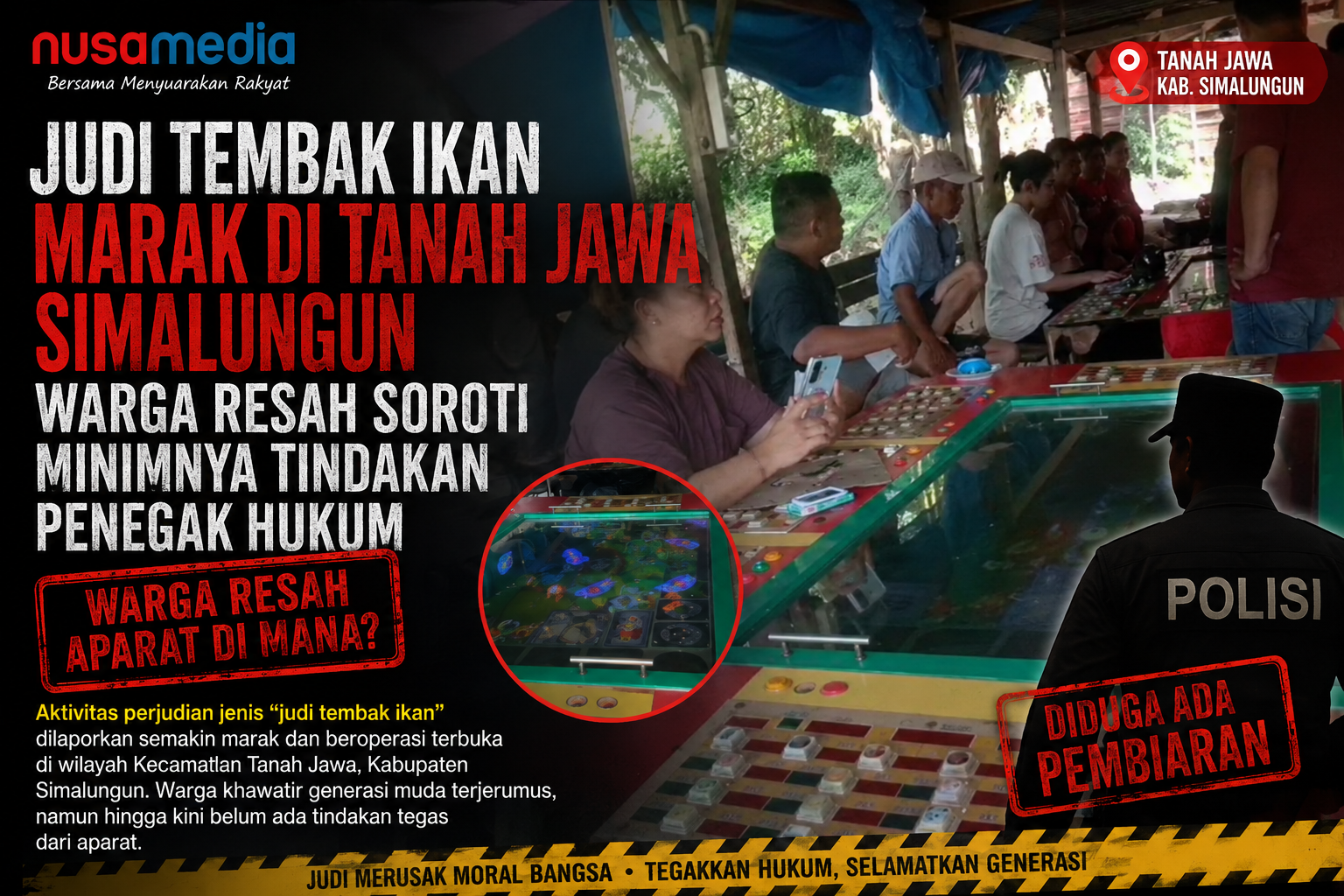 Judi Tembak Ikan Marak di Tanah Jawa Simalungun, Warga Resah Soroti Minimnya Tindakan Penegak Hukum