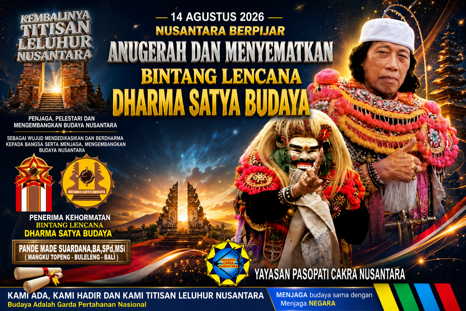 Mangku Topeng — Pande Made Suardana Terima Penghargaan Dharma Satya Budaya di Surabaya