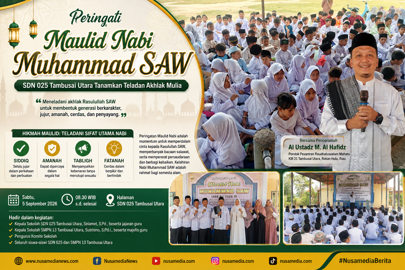 Peringati Maulid Nabi Muhammad SAW, SDN 025 Tambusai Utara Tanamkan Teladan Akhlak Mulia