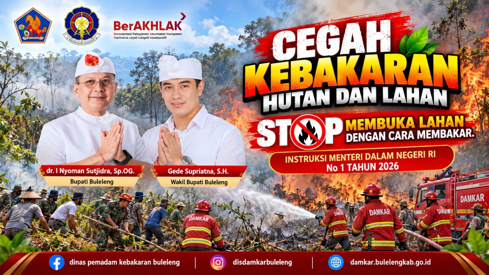 Damkar Buleleng Imbau Warga Waspada Karhutla di Tengah Kemarau dan Angin Kencang