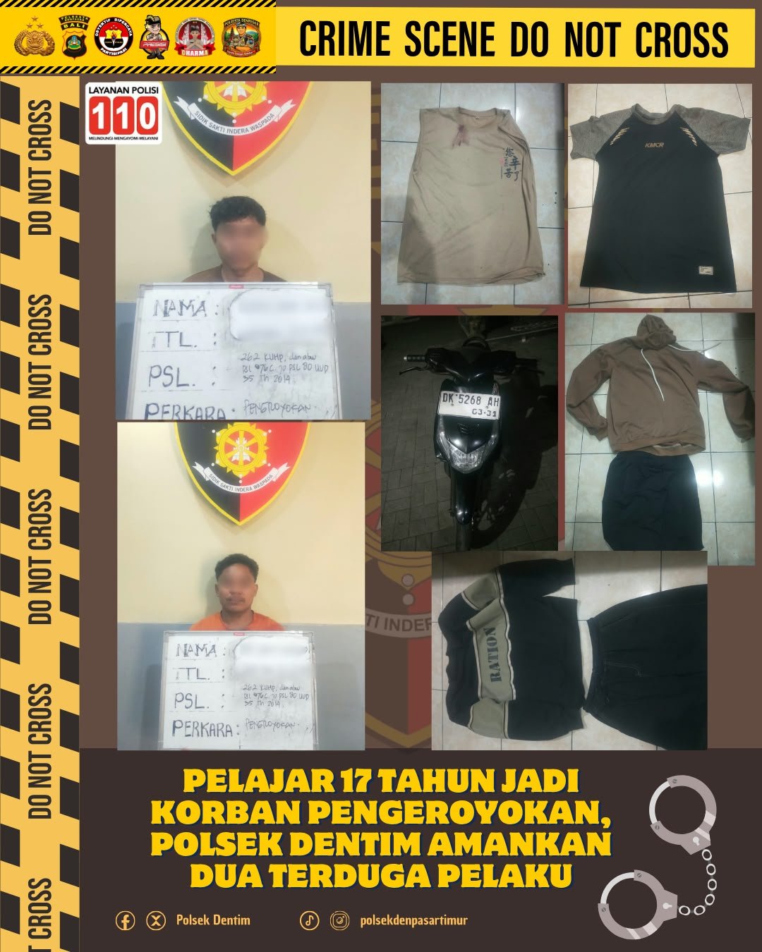 Pelajar 17 Tahun Jadi Korban Pengeroyokan, Polsek Dentim Amankan Dua Terduga Pelaku