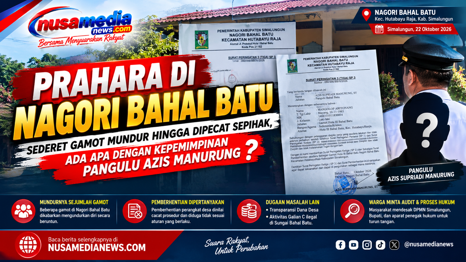 Prahara Pemerintahan Nagori Bahal Batu: Sejumlah Gamot Mundur, Pemberhentian Perangkat Desa Dipersoalkan